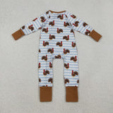 LR1191 Thanksgiving Turkey Baby Sleepers Footie Romper