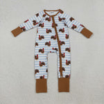 LR1191 Thanksgiving Turkey Baby Sleepers Footie Romper