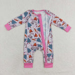 LR1210 Christmas Trees Pink Baby Zip Romper Sleepers