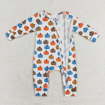 LR1218 Pumpkin Blue Baby Zip Romper Sleepers