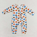 LR1218 Pumpkin Blue Baby Zip Romper Sleepers