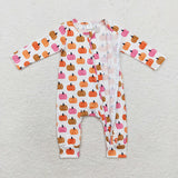 LR1219 Pumpkin Orange Baby Zip Romper Sleepers