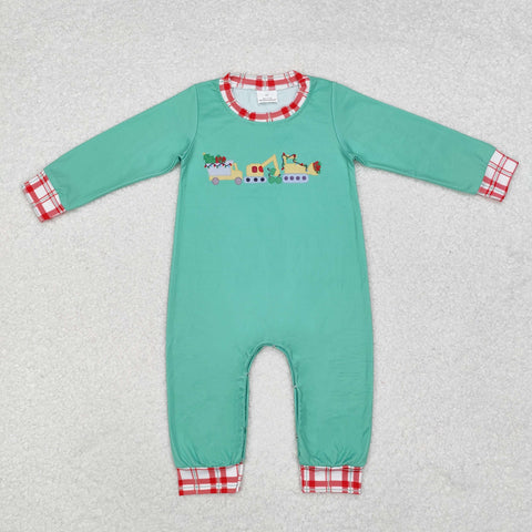 LR1235 Christmas Truck Green Baby Boy Romper