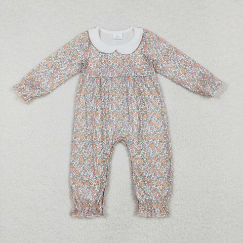 LR1238 Autumn Flower Orange Baby Girl Romper