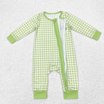 LR1251 Bamboo Christmas Green Animal Baby Zip Romper Sleepers