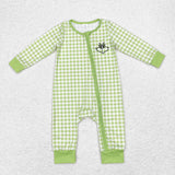 LR1251 Bamboo Christmas Green Animal Baby Zip Romper Sleepers