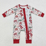 LR1277 Bamboo Christmas Santa Howdy Baby Zip Romper Sleepers Girl