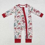 LR1278 Bamboo Christmas Santa Howdy Baby Zip Romper Sleepers Boy