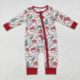 LR1278 Bamboo Christmas Santa Howdy Baby Zip Romper Sleepers Boy