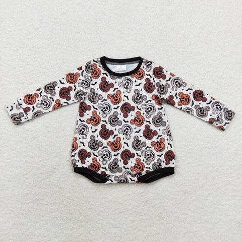 LR1282 Halloween Pumpkin Mouse Baby Boy Bubble Romper