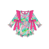 LR1295 Flower Garden Hot Pink Baby Girl Bubble Romper