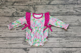 LR1295 Flower Garden Hot Pink Baby Girl Bubble Romper