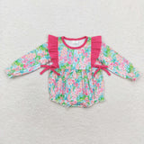 LR1295 Flower Garden Hot Pink Baby Girl Bubble Romper