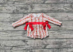 LR1303 Christmas Tie Bow Red Baby Girl Bubble Romper