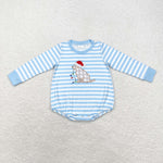 LR1307 Embroidery Christmas Dog Baby Boy Bubble Romper