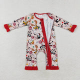 LR1334 Christmas Cartoon Mouse Red Baby Zip Romper Sleepers