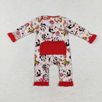 LR1334 Christmas Cartoon Mouse Red Baby Zip Romper Sleepers