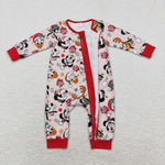 LR1335 Christmas Cartoon Mouse Red Baby Zip Romper Sleepers
