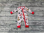 LR1335 Christmas Cartoon Mouse Red Baby Zip Romper Sleepers