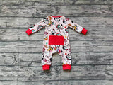 LR1335 Christmas Cartoon Mouse Red Baby Zip Romper Sleepers