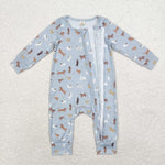 LR1351 Bamboo Dog Cute Baby Zip Romper Sleepers