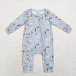 LR1351 Bamboo Dog Cute Baby Zip Romper Sleepers