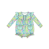 LR1353 Flower Garden Mint Baby Girl Bubble Romper