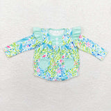 LR1353 Flower Garden Mint Baby Girl Bubble Romper