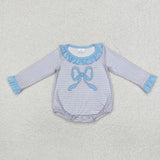 Cute Bows Blue Kids Sibling Matching Clothes