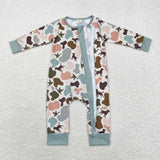 LR1387 Bamboo Hunting Mallard Dog Baby Zip Romper Sleepers