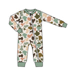 LR1387 Bamboo Hunting Mallard Dog Baby Zip Romper Sleepers