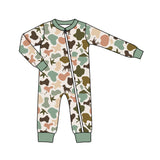 LR1387 Bamboo Hunting Mallard Dog Baby Zip Romper Sleepers