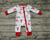 LR1399 Bamboo Christmas Crawfish Red Baby Zip Romper Sleepers