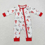 LR1399 Bamboo Christmas Crawfish Red Baby Zip Romper Sleepers