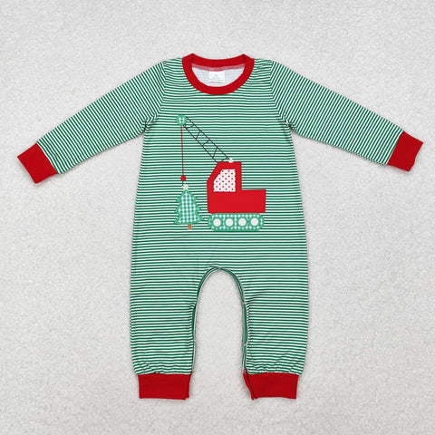 LR1402 Christmas Crane Tree Red Baby Boy Romper