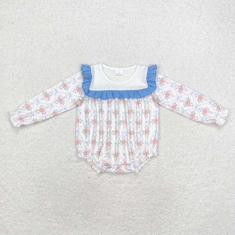 LR1412 Flower Coquette Bows Baby Girl Bubble Romper