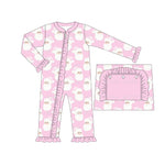 LR1414 Bamboo Christmas Santa Pink Baby Zip Romper Sleepers