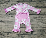 LR1414 Bamboo Christmas Santa Pink Baby Zip Romper Sleepers