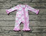 LR1414 Bamboo Christmas Santa Pink Baby Zip Romper Sleepers