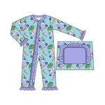 LR1419 Bamboo Christmas Cartoon Blue Dog Baby Zip Romper Sleepers