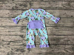 LR1419 Bamboo Christmas Cartoon Blue Dog Baby Zip Romper Sleepers