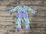 LR1419 Bamboo Christmas Cartoon Blue Dog Baby Zip Romper Sleepers