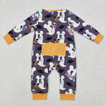 LR1425 Halloween BOO Cartoon Mouse Ghost Baby Zip Romper Sleepers