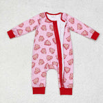 LR1428 Christmas Trees Cake Pie Red Baby Zip Romper Sleepers