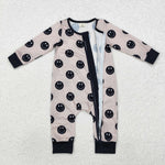 LR1434 Bamboo Smiley Face Baby Zip Romper Sleepers