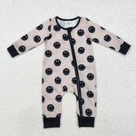 LR1434 Bamboo Smiley Face Baby Zip Romper Sleepers