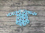 LR1449 Halloween Pumpkin Cactus Blue Baby Girl Bubble Romper