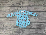 LR1449 Halloween Pumpkin Cactus Blue Baby Girl Bubble Romper