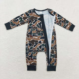 LR1453 Bamboo Hunting Camo Baby Zip Romper Sleepers