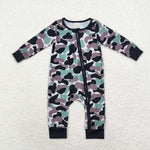 LR1460 Bamboo Camo Baby Zip Romper Sleepers